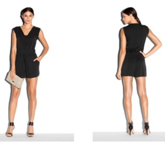 Milly Black Stretch Silk Crepe Romper - Picture 2 of 4